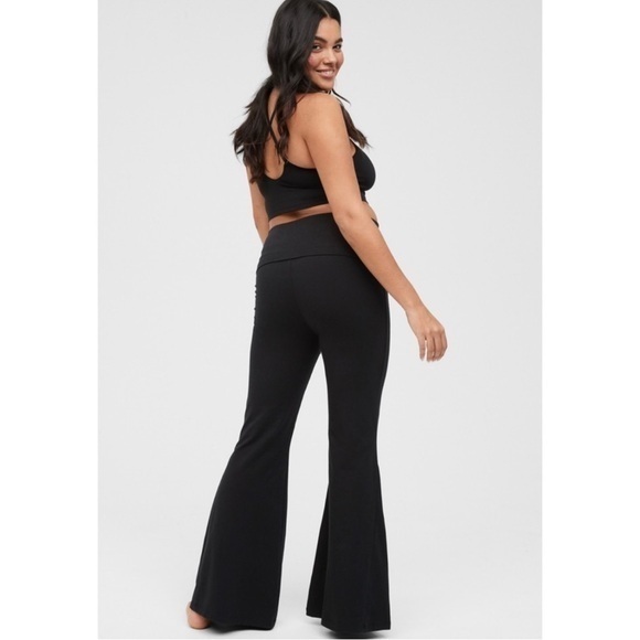 NWOT Aerie OG Foldover Super Flare Leggings Black High Rise XSMALL SHORT Retro - Picture 7 of 15